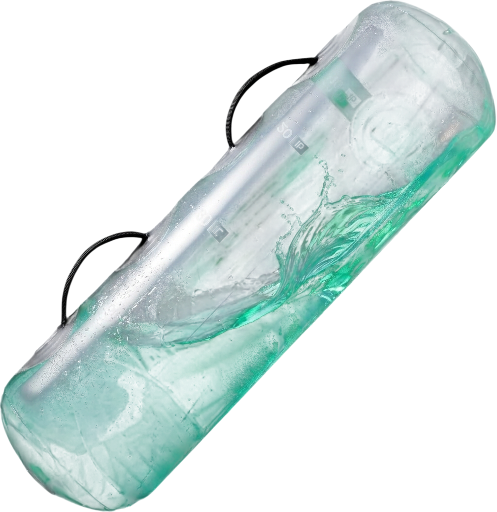 Aqua Bag AquaPower transparent rempli d'eau colorée en mouvement